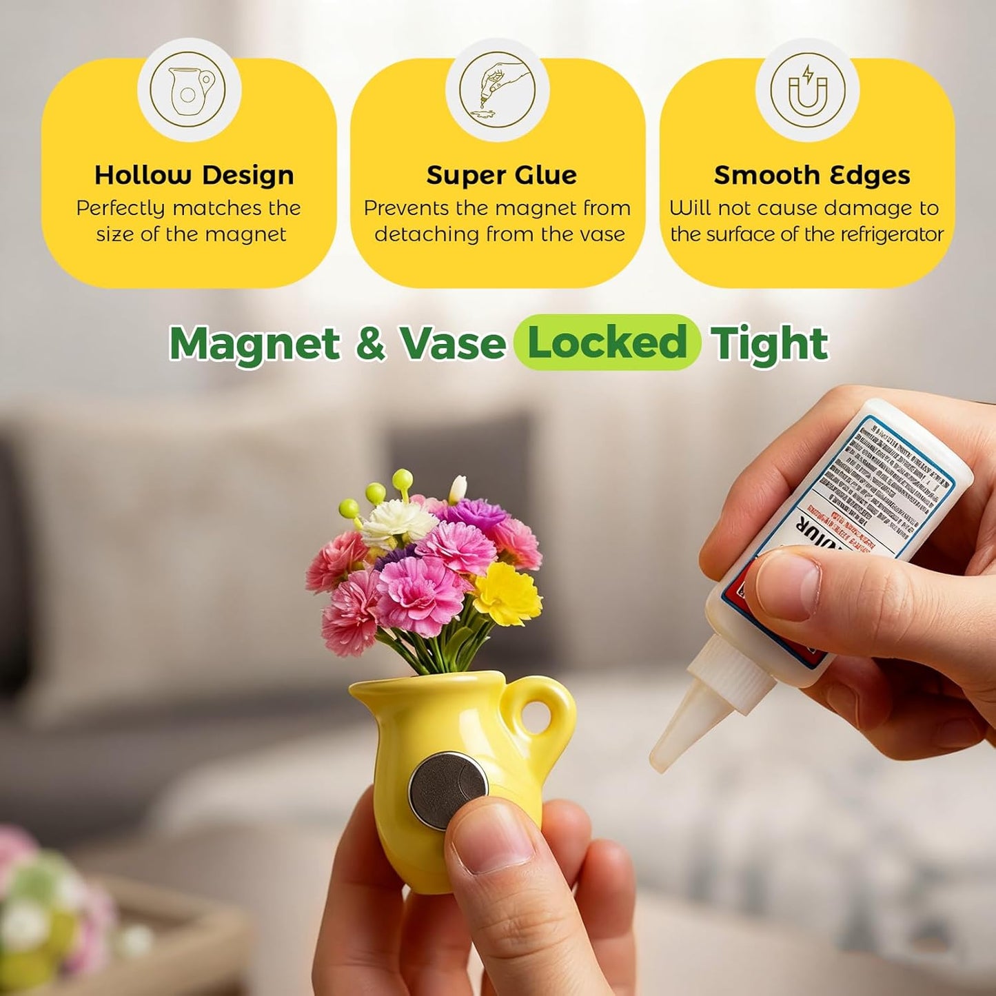 🌸Cute Plant Ceramic Vase Fridge Magnets (8 Pcs Set)