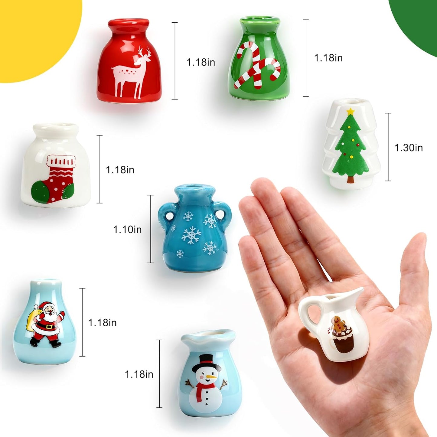 Cute Plant Ceramic Vase Fridge Magnets (8 Pcs Set)