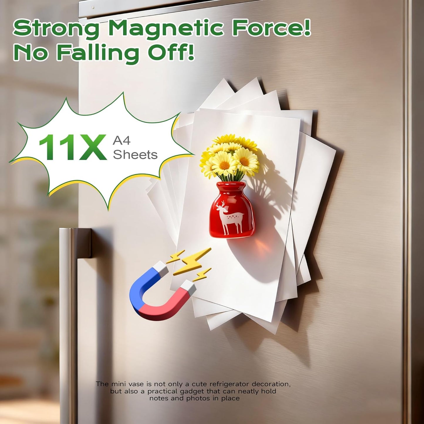 Cute Plant Ceramic Vase Fridge Magnets (8 Pcs Set)