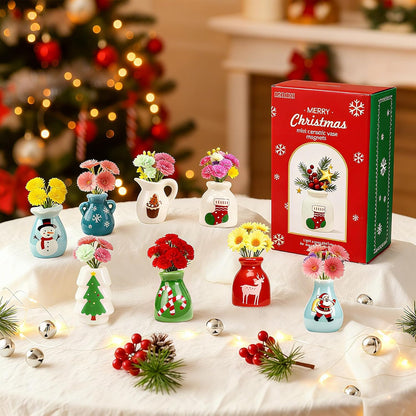Cute Plant Ceramic Vase Fridge Magnets (8 Pcs Set)