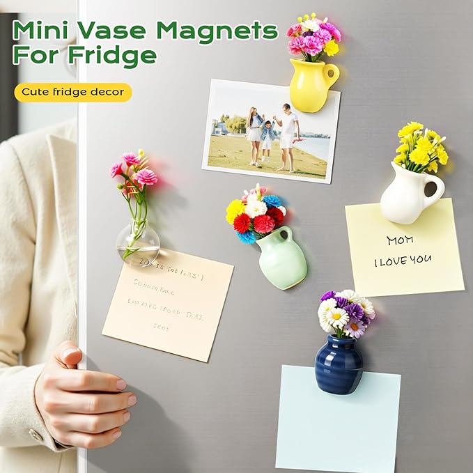 🌸Cute Plant Ceramic Vase Fridge Magnets (8 Pcs Set)
