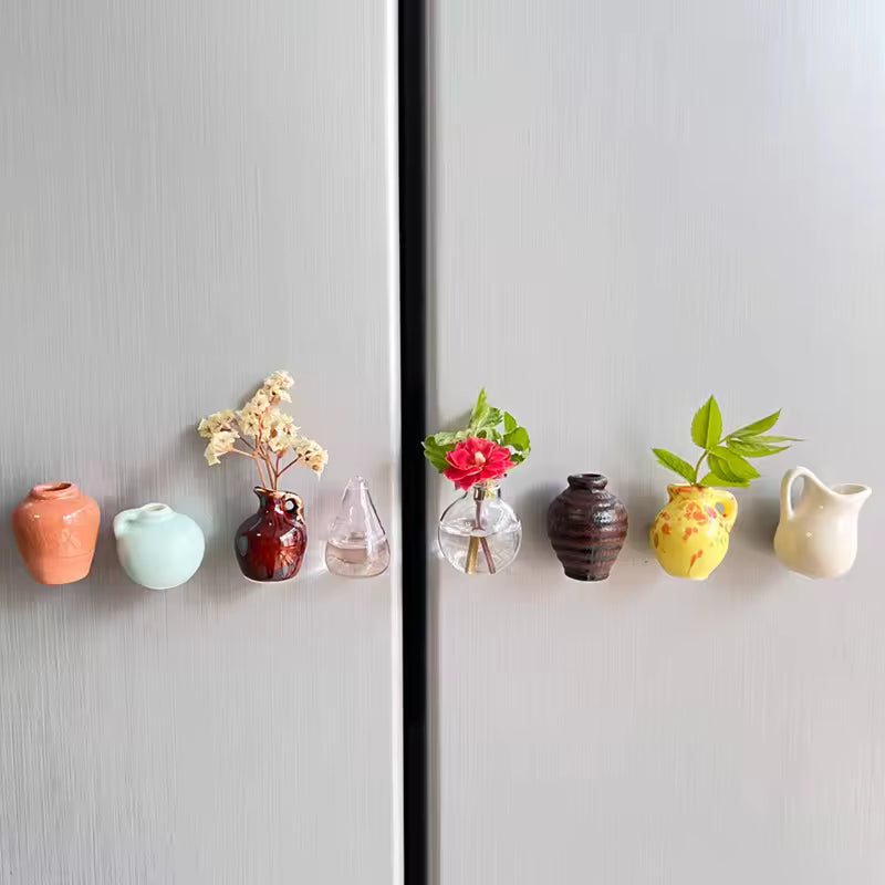 🌸Cute Plant Ceramic Vase Fridge Magnets (8 Pcs Set)